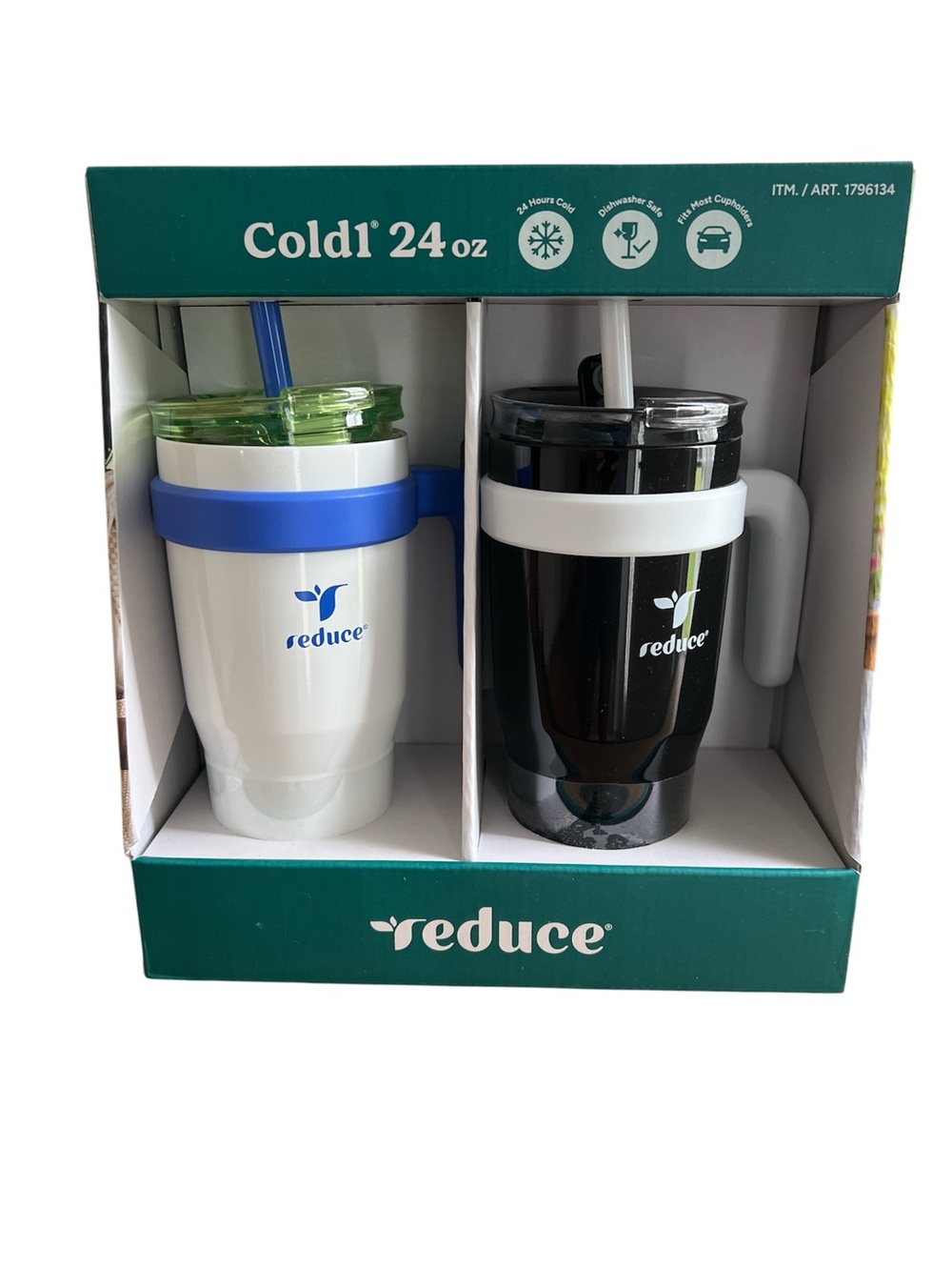 Reduce 24oz Double Tumbler Set — White & Black with Blue Accent